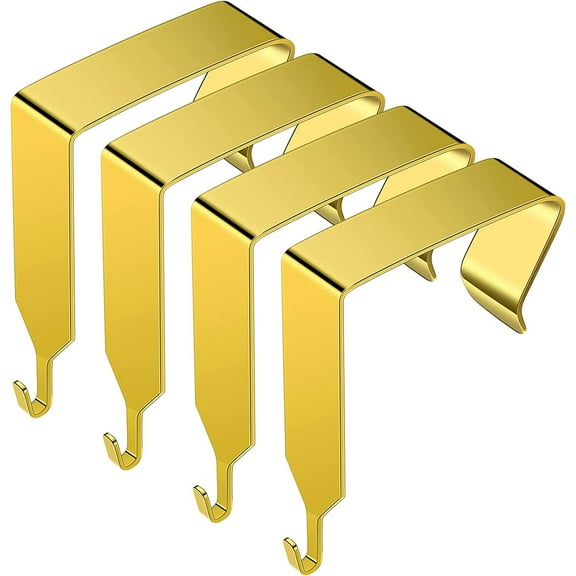 Over The Door Hook Panel Wall Metal Over Door Hook Cubicle Picture Door Hanger for Clothing Over The Door Mirror Hooks Office Cubicle Whiteboard Hanger (Gold, 4 Pieces)