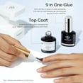 thumbnail image 4 of modelones Gel Nail Glue 9 in One Base Gel and No Wipe Top Coat Set 2Pcs for Gel Nail Polish Adhesive Nail Extension Gel Rhinestone Glue Nail Art LED Need 15ml, 4 of 9