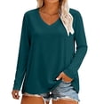 thumbnail image 3 of Women's Long Sleeve V Neck T Shirt Soft Comfy Casual Sleep Pajama Top, 3 of 6