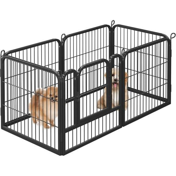 THJTDH 25" Heavy Duty Dog Fence Pen Outdoor for RV/Camping/Yard/Garden, Exercise Pen Kennel for Small/Medium Animals (6 Panels, Black)