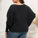 thumbnail image 5 of Suéter de cuello redondo para mujer, suéter grande liso con cuello redondo y hombros descubiertos, suéter holgado de punto a la moda para mujer, 5 of 5