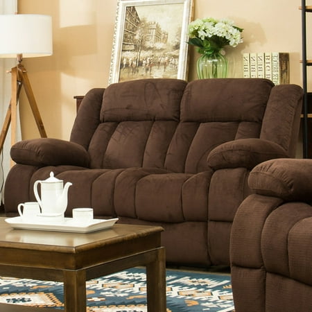 - Traditonal Brown Fabric Recliner Loveseat