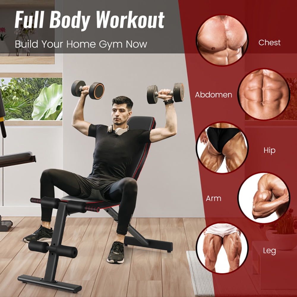 Topcobe Adjustable Weight Bench Strength Training Bench for Full Body Workout, Workout Bench Press Set for Home Gym Strength Training, Black