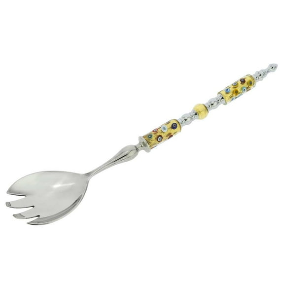 GlassOfVenice Italian Murano Glass Salad Fork - Gold Millefiori