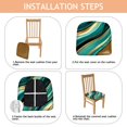 thumbnail image 4 of Teal Gold Marble Seat Covers for Dining Room Chairs Set Of 6,Stretch Printed Washable Chair Seat Cover with Elastic Ties and Button,Removable Waterproof Couch Cushion Covers, 4 of 6