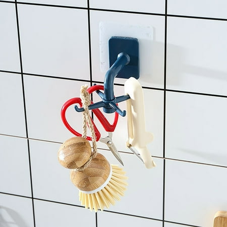 

Winter Clearance Rotating Hook Kitchen 360 Degree Multifunctional Non Punching Six Claw Hook Wall Seamless Adhesive Storage Rack