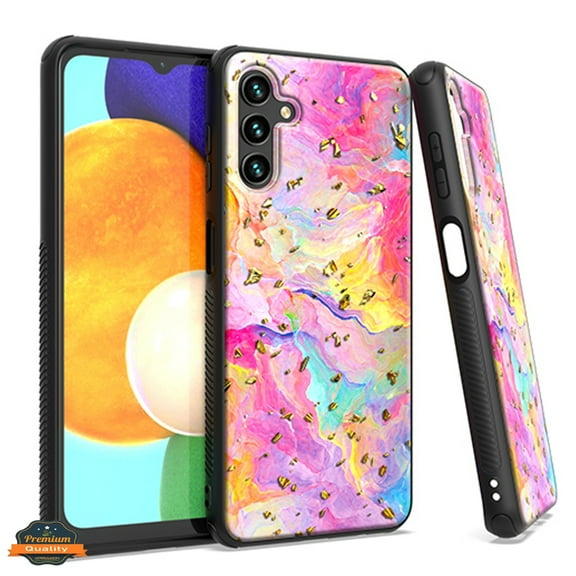 Xpression Cover for Samsung Galaxy S23  Plus Marble Fashion Stone Stylish Flake Glitter Bling Hybrid Glossy TPU Rubber PC Protection Phone Case - Marble Colorful Rainbow