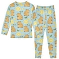 thumbnail image 2 of joogoo Cute Capybara Lemon 2 Piece Long Sleeve Tee and Pants Cotton Pajama Set 8Y, 2 of 7