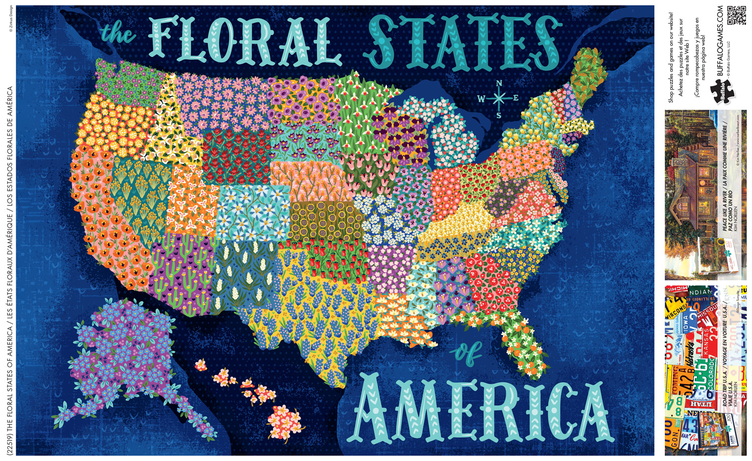 Buffalo Games 300-Piece The Floral States of America Interlocking Jigsaw Puzzle for Adults Ages 14+