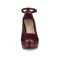 thumbnail image 6 of BLISSFUL STEP Women's Block Heel Pumps Platform Ankle Strap Round Toe Heel Burgundy 8, 6 of 7