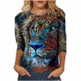 thumbnail image 2 of Puntoco Blusa informal de manga larga con cuello redondo y estampado de animales novedosos para mujer Puntoco Puntoco-1374, 2 of 5