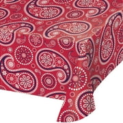 Red Paisley 54" x 108" Plastic Tablecover,Pack of 2