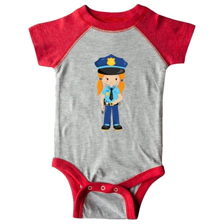 

Inktastic Cute Girl Police Girl Orange Hair Police Uniform Gift Baby Girl Bodysuit