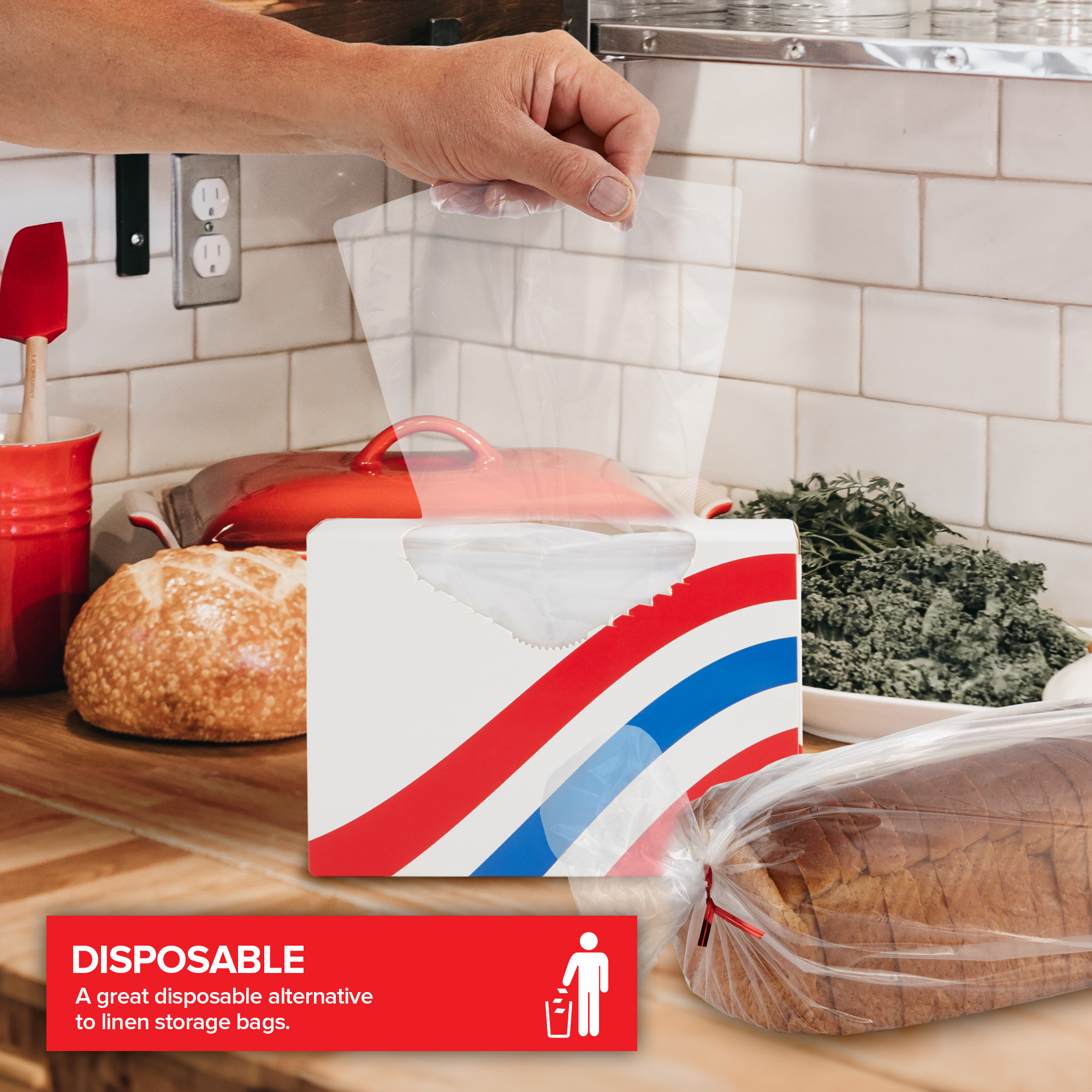 Beeswax Reusable Bread Bags - 2 Pack, 13"x17" Red Rose Design, Keeps Homemade Sourdough Fresh, Freezer Safe