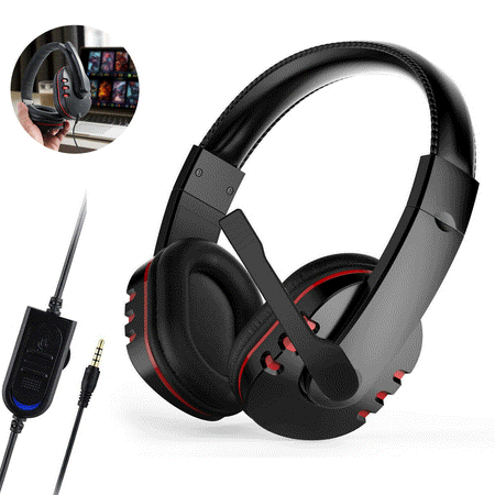 TSV Stereo Gaming Headset for Nintendo Switch, PC, Noise Cancelling Over Ear Headphones with Mic Bass Surround Soft Memory Earmuffs for Laptop Mac PS4 XBOX
