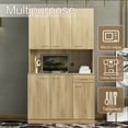 thumbnail image 4 of JOYSOURCE Kitchen Pantry Cabinets with 6 Doors and 3 Adjustable Shelves, 71" China Cabinet Hutch with Freestanding, Buffet Cabinet with Storage, Microwave Stand with Storage Cabinet, 4 of 11