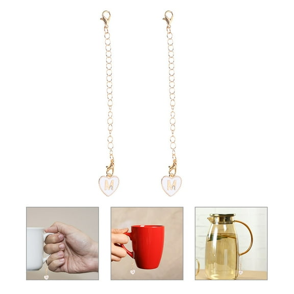 FRCOLOR White Letter Charm Keychain with Hanging Chain for Bags Backpacks Cups Decorative Accessory 2 Pieces