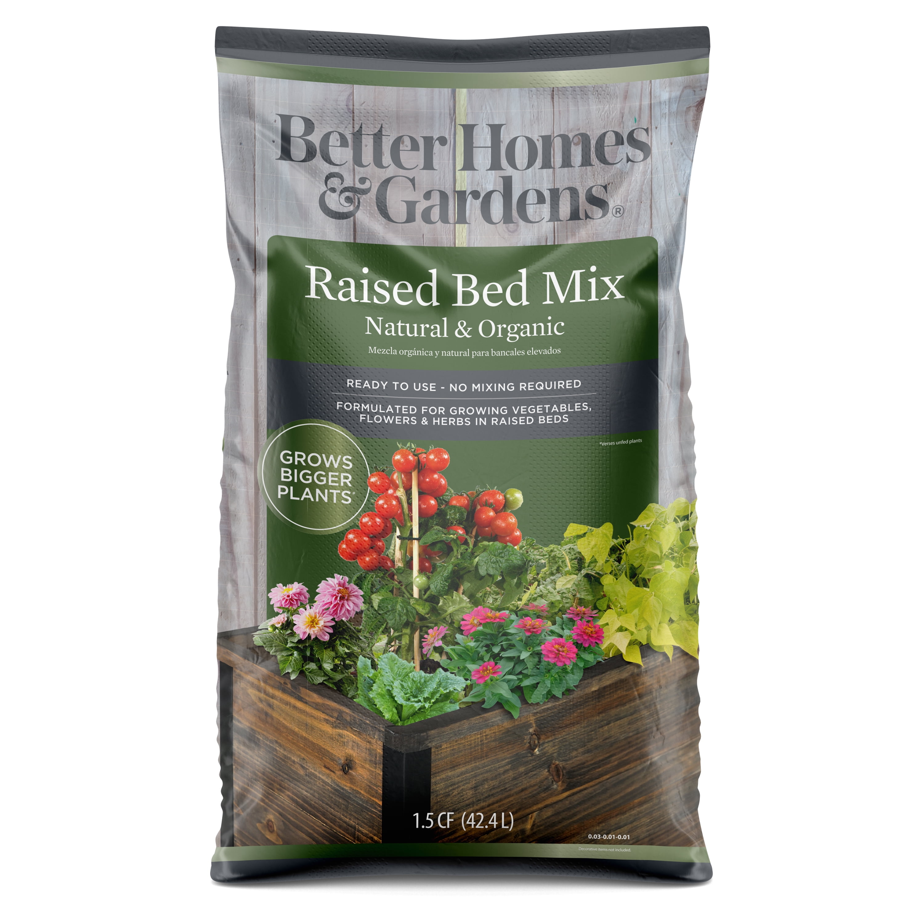 Better Homes & Gardens Organic Raised Bed Planting Mix, 1.5 cu. ft. Bag