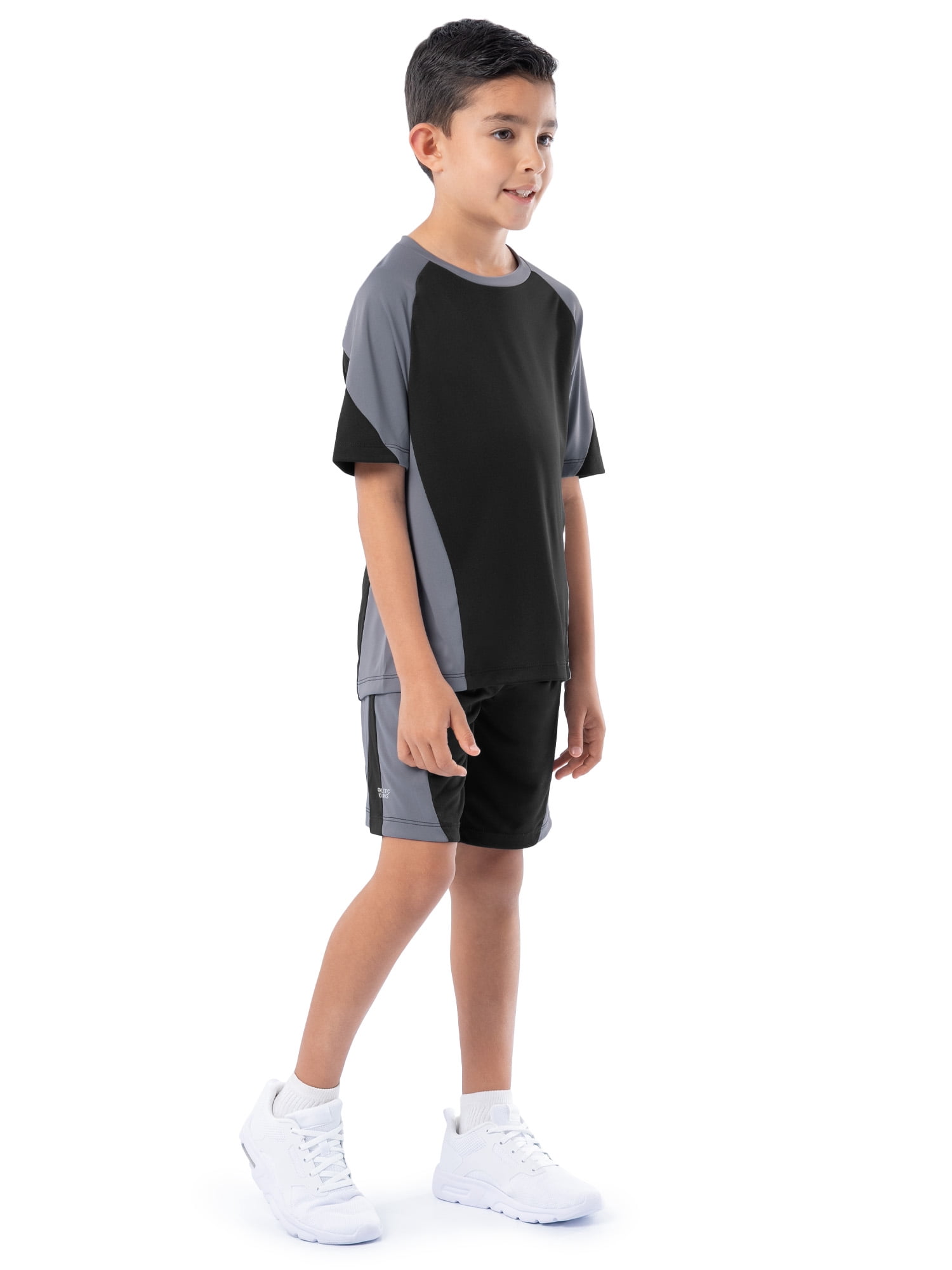 Athletic Works Boy's Active Sport Short Sleeve T-Shirt & Short Set, Sizes 4-18