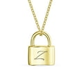 thumbnail image 1 of Personalized Script Initial Alphabet Letter Z Plain Simple Couples Sentimental Lock Pendant Charm Lovers Padlock Necklace for Women Teens 14K Gold Plated .925 Sterling Silver 16 Inch Custom Engraved, 1 of 4