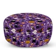 thumbnail image 1 of Halloween Pouf Cover with Zipper, Cartoon Design Horror Symbols of Vampire Ghost Skeleton and Candies, Soft Decorative Fabric Unstuffed Case, 30" W X 17.3" L, Blue Violet and Orange, by Ambesonne, 1 of 5