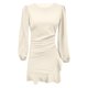 thumbnail image 2 of Vestido ajustado de manga larga con mangas abullonadas para mujer: elegante vestido midi de fiesta con mangas abullonadas, 2 of 2