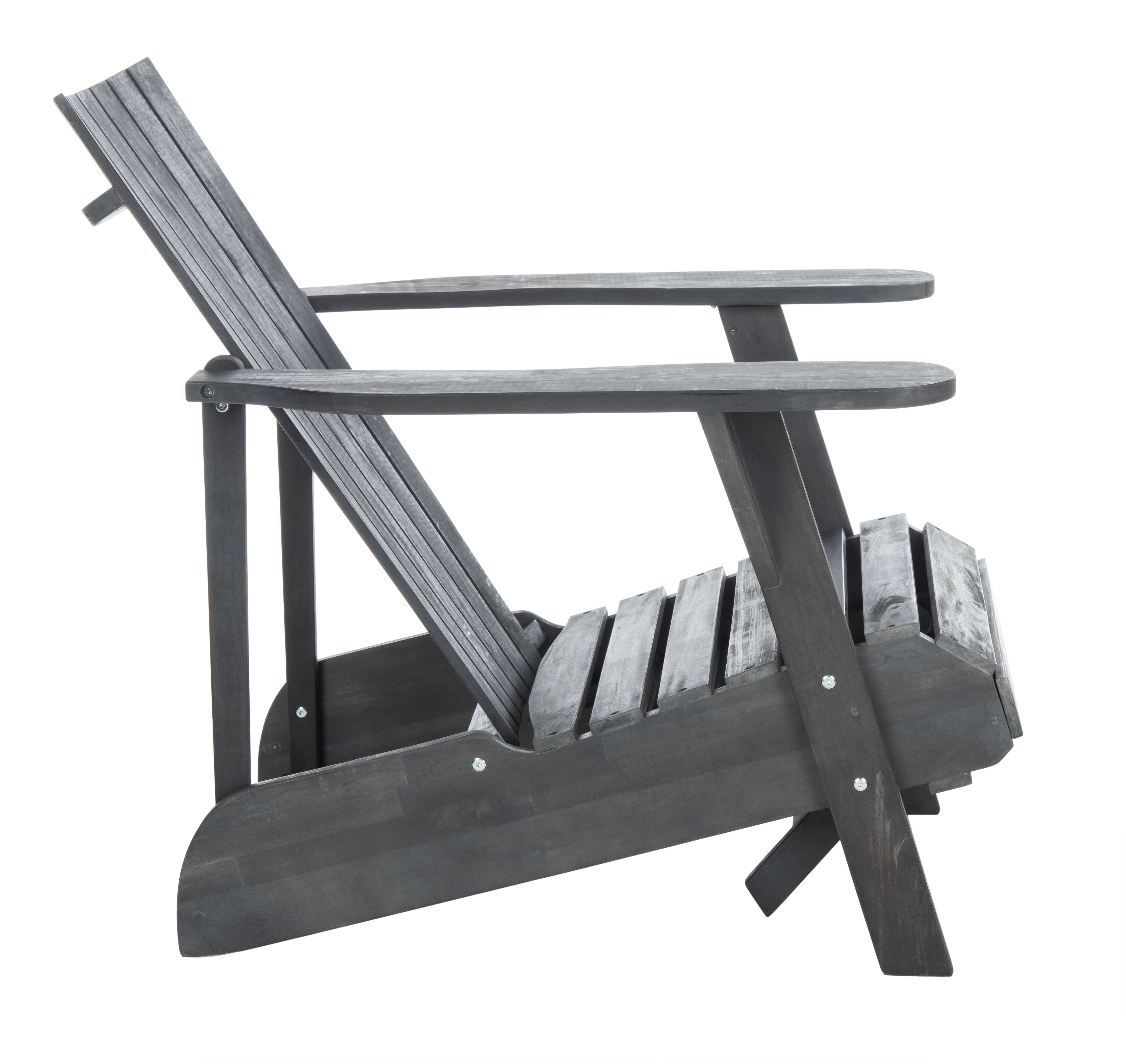 Safavieh Merlin Acacia Wood Adirondack Chair w/ Retractable Footrest in Gray