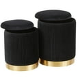 thumbnail image 4 of Marla Contemporary Nesting Pleated Ottoman Set in Gold Metal and Black Velvet by LumiSource, 4 of 5