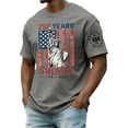 thumbnail image 3 of Men's 250 Years of Freedom Patriotic T-Shirt with Liberty Statue and USA Flag Graphic and Short Sleeves Featuring Crew Neck Design Gray XXXL, 3 of 6