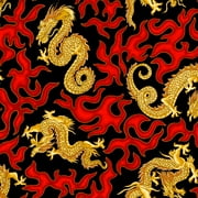 V.i.p Prints, Dragons And Flames, Black