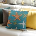 thumbnail image 3 of BANET Throw Blue Seashells and Colorful Marine Starfishes Shells Home Decorative Square Pillow Case 22x22in, 3 of 5