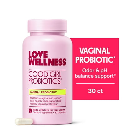 Love Wellness Good Girl Probiotics, Vaginal Probiotics for Women, pH Balance & Odor Support, 30 Capsules