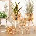 thumbnail image 1 of Maceta tejida de ratán artificial, soporte de flores triangular, soporte de flores hueco para sala de estar, balcón, canasta de flores tejida de bambú, planta de interior, 1 of 4