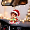 thumbnail image 6 of Christmas Flat Acrylic Ornaments, Cute Mini Hanging Pendants Xmas Tree Decorations, Car Interior Rearview Mirror Hanging Decor Festive Small Gift, B, 6 of 6