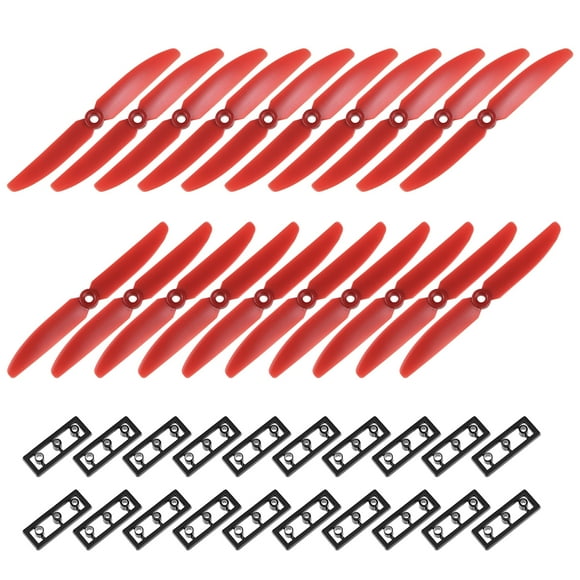 Hélices RC 5030 5x3 Pulgadas 2-Van para Quadcopter de Juguete de Avión, Nylon Rojo 10 Pares con Anillo Adaptador