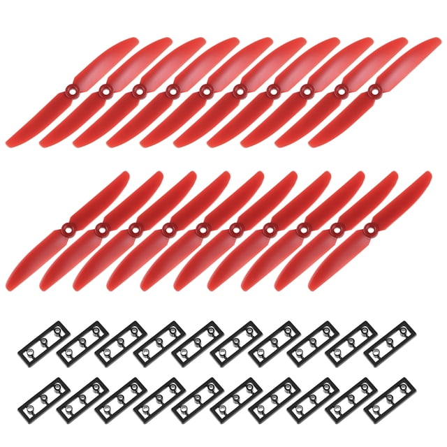 Hélices RC 5030 5x3 Pulgadas 2-Van para Quadcopter de Juguete de Avión, Nylon Rojo 10 Pares con Anillo Adaptador