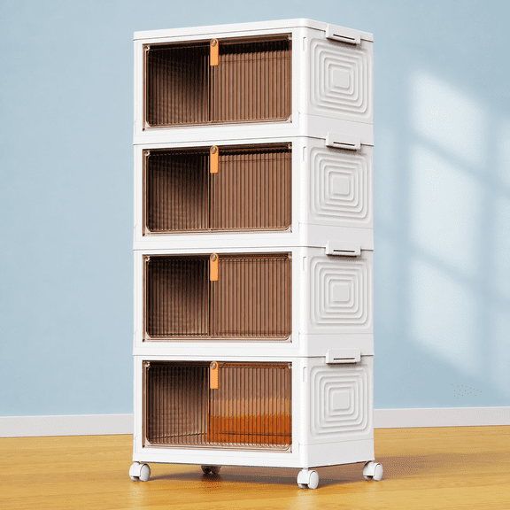 White 4-Tier 23QT Plastic Storage Crates Stackable Organizers