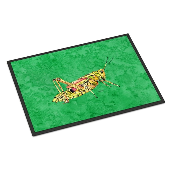 Grasshopper on Green Door Mat Doormat