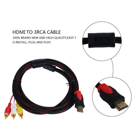 Sony Video Cables - 5ft HDMI Male to RCA Video Audio AV Cable Adapter for PS3 PS4 Xbox One Wii