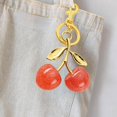 thumbnail image 4 of Cherry Keychain Pendant | Alloy & Resin Material | Glossy Red or Pink Finish | Enlarged Spring Buckle for Bags, Backpacks, Keys | Smooth Edges | 5.3x2.8x1.2in | 1 Piece, 4 of 6