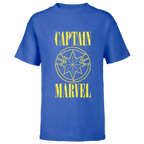 Marvel Captain Marvel 90s Logo - Short Sleeve T-Shirt for Kids - Customized-Royal
