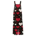 thumbnail image 4 of Fgvctg Valentine's Day Womens Overalls Wide Leg Pant Holiday Overall Love Heart Print Sleeveless Date Night Spaghetti Straps Jumpsuit Romper Bib Overalls Oversized Sprimg Pants With Pockets Black XL, 4 of 7