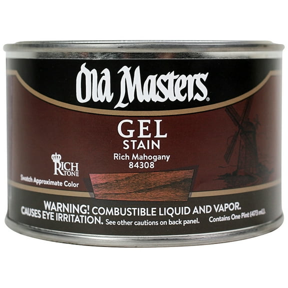 18-Pack of 1 pt Old Masters 84308 Old Masters Rich Mahogany Oil-Based Gel Stain