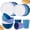 White, Light Blue, Navy Blue, Blue, variant on 16Pcs Plastic Wheat Straw Dinnerware Set, Reusable Plastic Dishes Set for 4, Kitchen Plates And Bowls Set (Deep Four Colors) Include Dinner Plates, Dessert Plates, Cereal Bowls, Cups