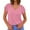 Pink, variant on MIXUE Womens Summer Tops Solid Color V Neck Short Sleeve Basic Plus Size Loose Fit Casual Tee Shirts Outwear,Black,M