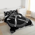 thumbnail image 3 of jejeloiu Boho Geometric Circular Queen Comforter Set,Gray Black Bedding Comforter Set For Adult Reversible 3pcs, 3 of 8