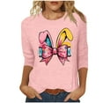 thumbnail image 1 of Camisetas Casuales de las Mujeres Impresas 3/4 Manga Cuello Redondo Blusa, Moda Ligera Superior para el Hogar Y el Uso Diario, Cómoda Imitación de la Tela Del Estante, 1 of 5