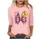 thumbnail image 1 of Camisetas Casuales de las Mujeres Impresas 3/4 Manga Cuello Redondo Blusa, Moda Ligera Superior para el Hogar Y el Uso Diario, Cómoda Imitación de la Tela Del Estante, 1 of 5