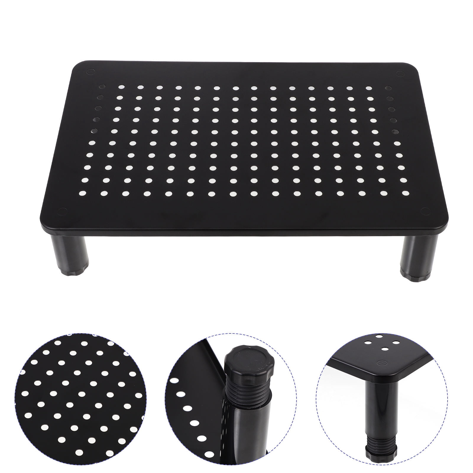 Homoyoyo Adjustable Desk Risers for Ergonomic Back & Neck Support, Black Plastic, 1 Set for Home Office Workstation