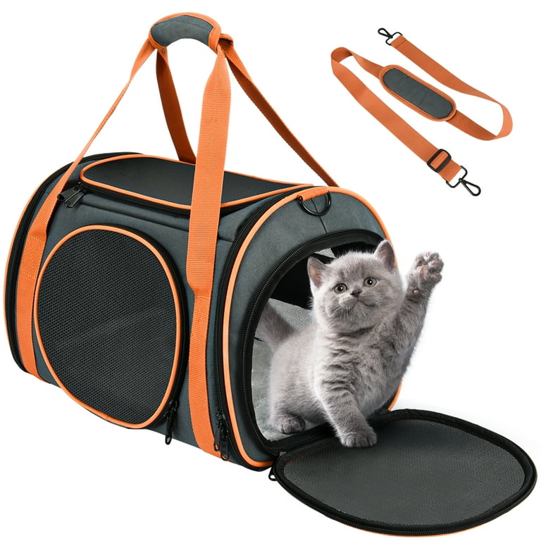 OKMEE Cat Carrier TSA Airline Approved with Ventilation for Small Medium  Cats Dogs Puppies, Dog Carrier with Big Space, 5 Mesh Windows, 4 Open Doors